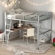 preview thumbnail 2 of 10, Full Size Loft Bed with Desk and Shelf, Sturdy Metal & MDF Frame