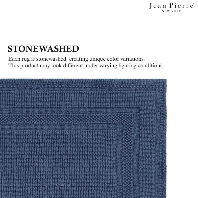 Jean Pierre Cotton Stonewash Racetrack 21 x 34 in. Bath Rug