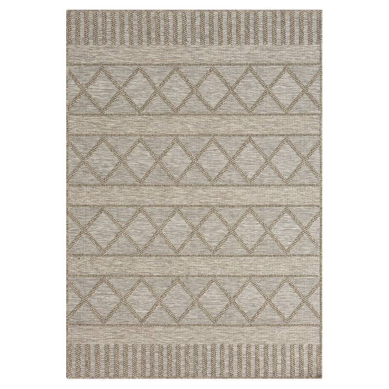 Sevita Tan/Brown Contemporary Diamond Indoor Outdoor Area Rug