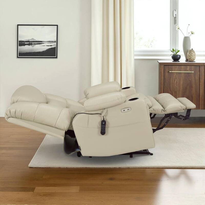 MCombo Large-Wide Dual Motor Power Lift Recliner with Massage and Dual Heating for Big and Tall Elderly, Faux Leather R7635