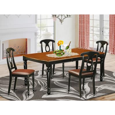 Kitchen Table Set 5 Piece Dining Set with Chairs - Modern Black Cherry Finish Table & Seating