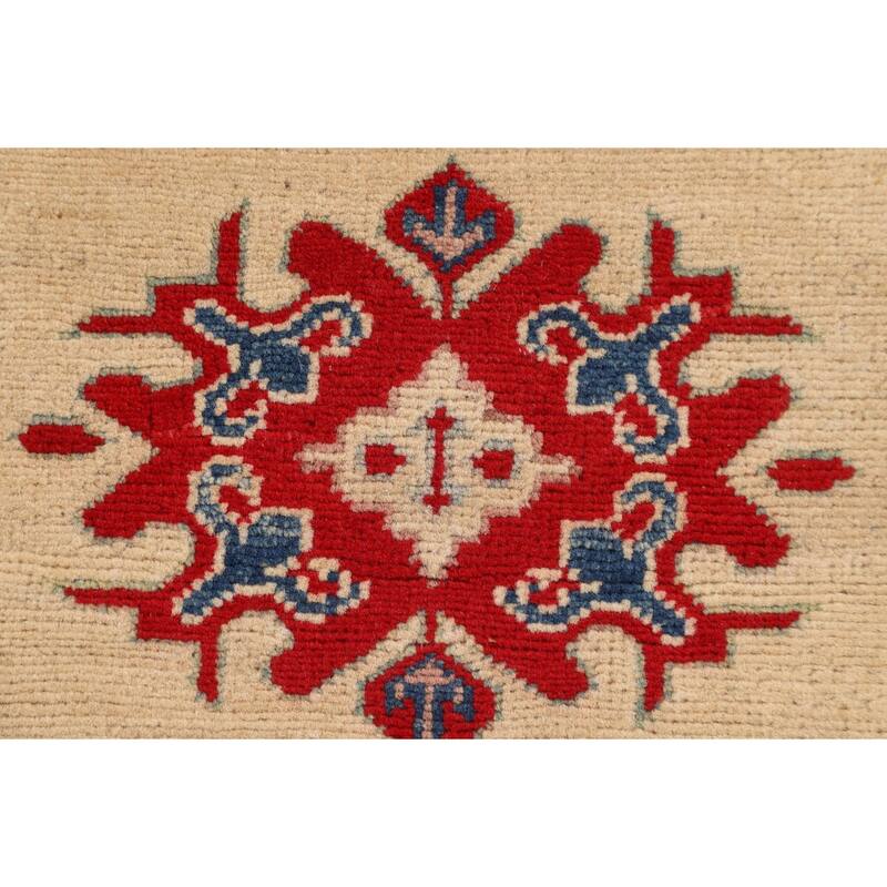 Kazak Foyer Rug Hand-Knotted Traditional Beige Wool Carpet - 2'10" x 3'10"