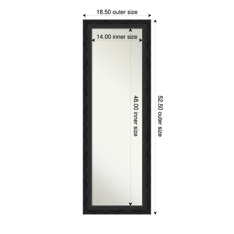 Filigree Non-Beveled Framed Full-Length On the Door Mirror - 19 x 53 in - Filigree Gloss Black