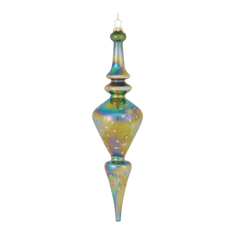 6ct Iridescent Glass Finial Christmas Drop Ornaments 12.5"