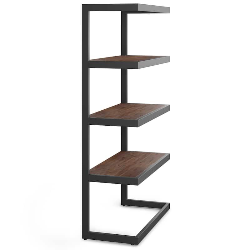 WYNDENHALL Cecilia SOLID ACACIA WOOD and Metal 66 inch x 36 inch Rectangle Industrial Bookcase - 36"w x 16.5"d x 66" h