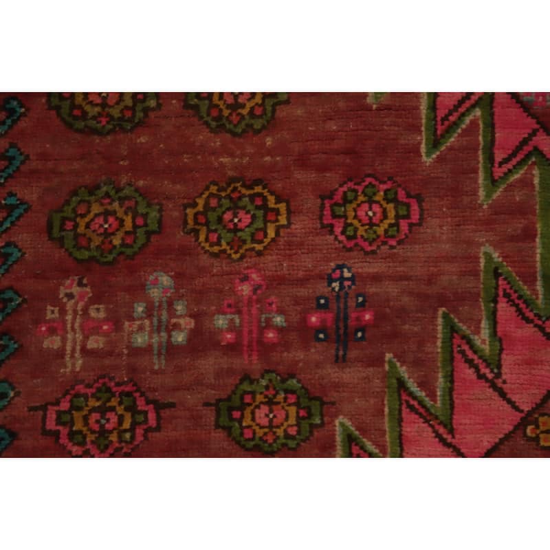 Hand Knotted Oriental 100% Wool Carpet Traditional Geometric Red Meshkin Area Rug - 7' 7'' X 4' 1''