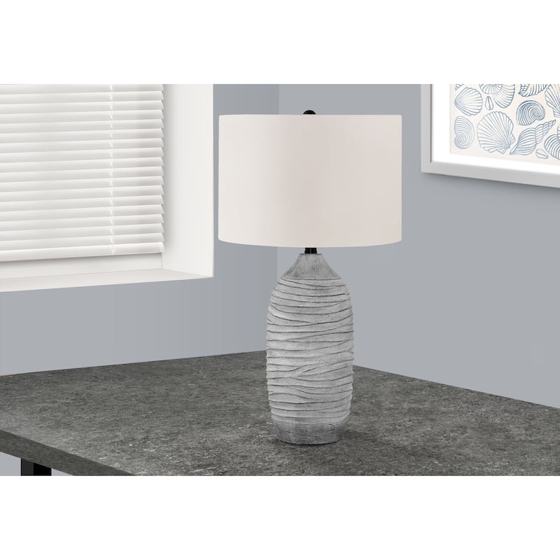 Lighting, 27"h, Table Lamp, Grey Resin, Ivory / Cream Shade, Modern