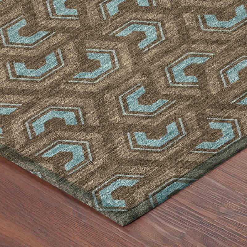 Machine Washable Indoor/ Outdoor Modern Zoa Chantille Rug