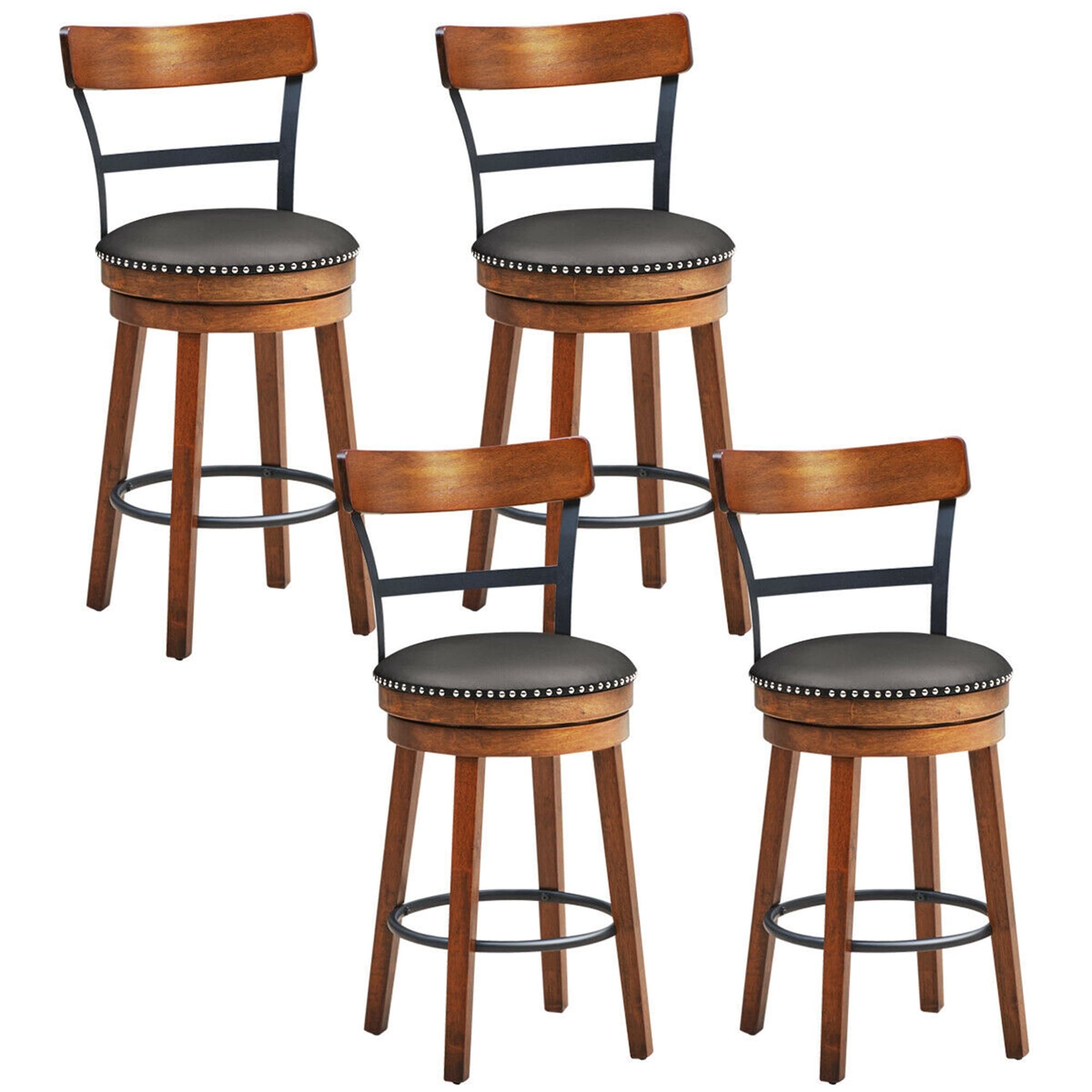 Set Of 4 Bar Stool Adjustable Dining Chair Swivel Counter Seat Ergonomic Bistro 