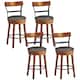 Gymax Set of 4 BarStool 25.5'' Swivel Counter Height Dining Chair with - 18'' (L) x 20.5'' (W) x 39'' (H) - Extra Tall - Brown - Set of 4