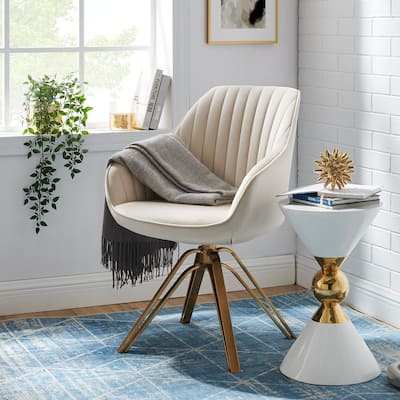 Art Leon Classical Swivel Office Accent Arm Chair with Golden Legs