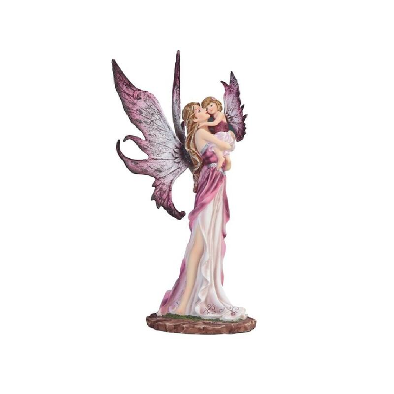 Q-Max 10"H Purple Fairy with Baby Girl Statue Fantasy Decoration Figurine
