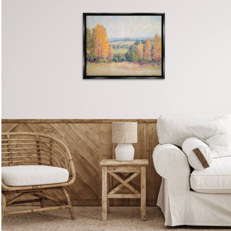 Stupell Countryside in Autumn Framed Floater Canvas Wall Art Design By Petal Prints Design