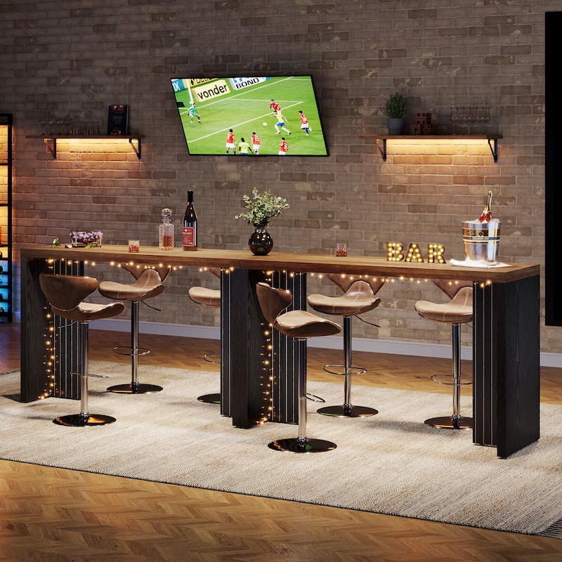 Home Bar Unit, 55.12-Inch Bar Table with Large Tabletop - 55.12" L x 19.69" W x 35.83" H