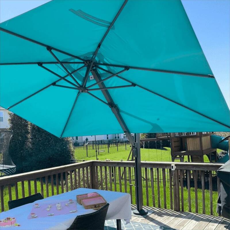 PURPLE LEAF Sturdy Heavy-duty Patio Cantilever Offset Umbrella 360-degree Rotation with Base