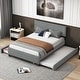 preview thumbnail 16 of 43, Queen Upholstered Bed with Pull-Out Trundle and Ample Storage Gray - Queen