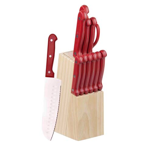 Home Basics Red 13-piece Knife Set and Block