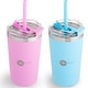 preview thumbnail 8 of 7, PopYum 13oz Insulated Stainless Steel Kids' Cups, 2-Pack Blue and Pink