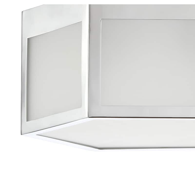 Cadence Hexagon Metal/Frosted Glass LED Flush Mount, Chrome by JONATHAN Y