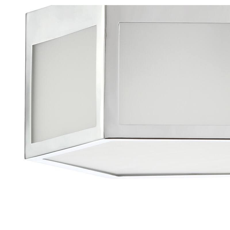Cadence Hexagon Metal/Frosted Glass LED Flush Mount, Chrome by JONATHAN Y