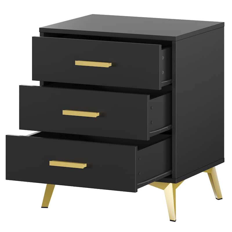 Timechee 23.6'' Tall 3 - Drawer Nightstand In White/Black