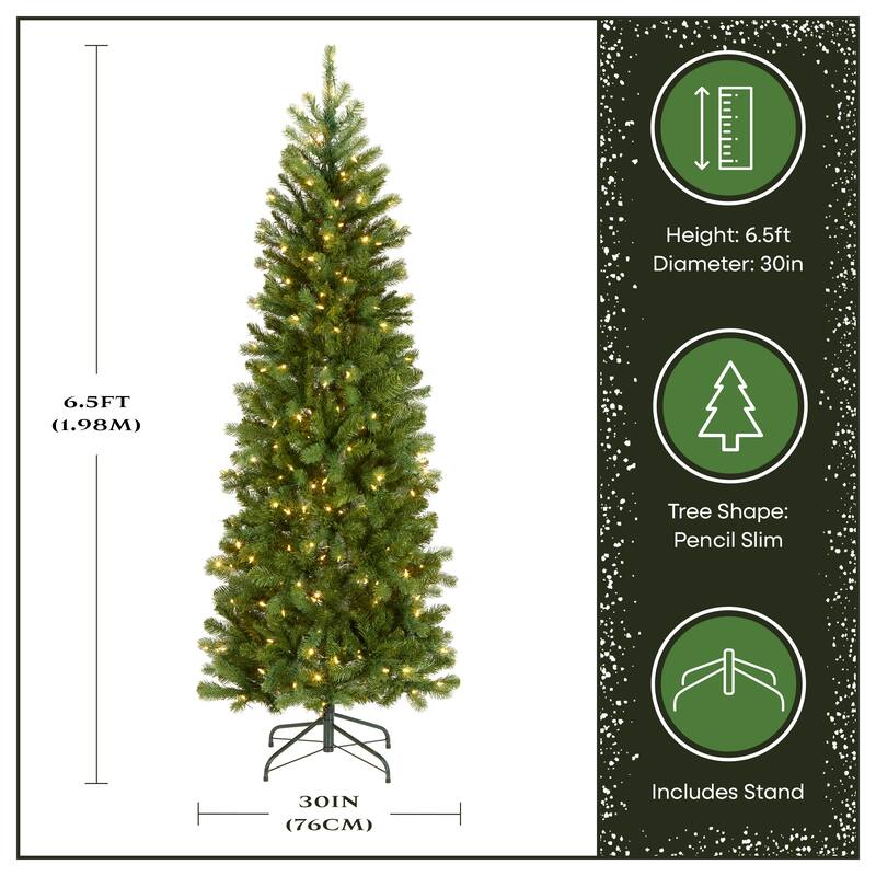 National Tree Company 6.5 ft. Downswept Douglas Slim Tree with Dual Color LED Lights - 6.5 Foot