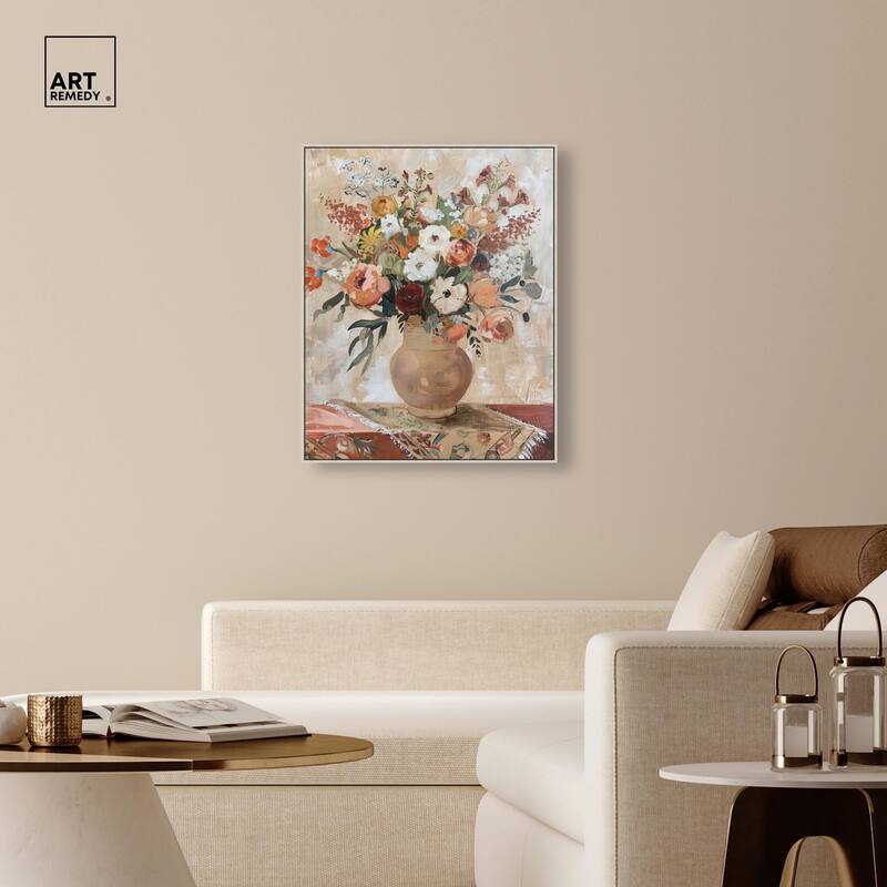 Clay Vase and Flowers Canvas by Art Remedy