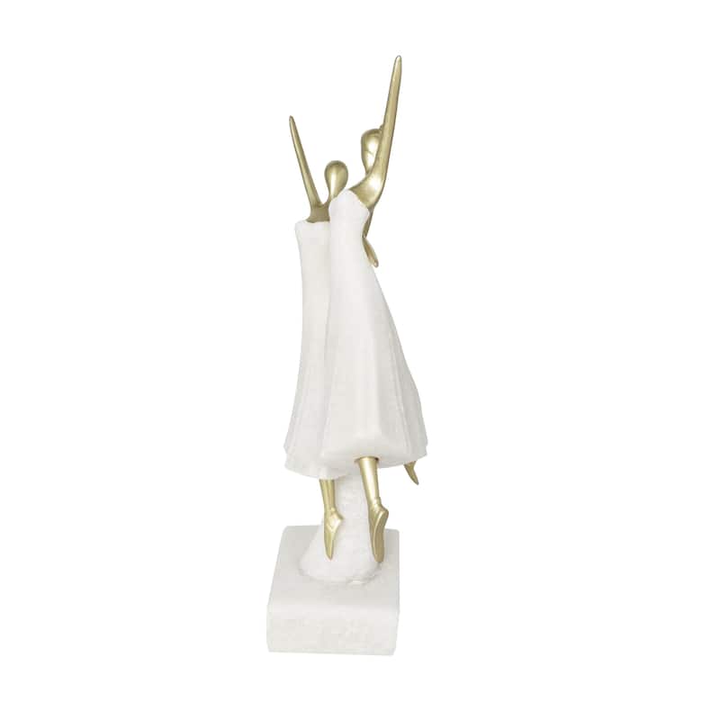 Polystone Dancer Ballet Decorative Sculpture with Gold Accents - Cream - Roche River Decor
