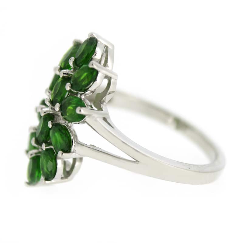 925 Sterling Silver 4x3mm Oval Culster Chrome Diopside Ring