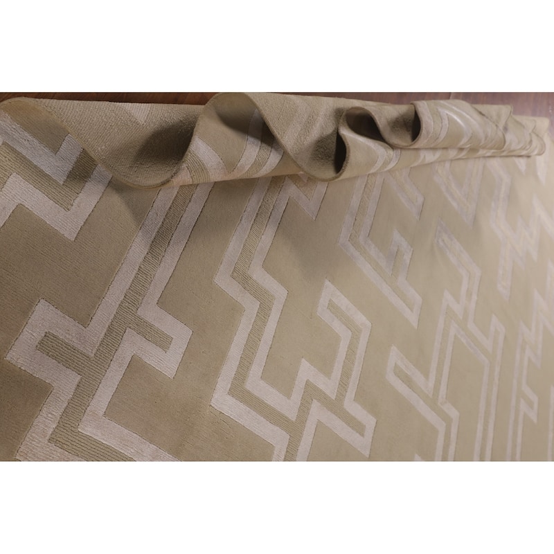 Geometric Modern Large Area Rug Hand-Knotted Wool Carpet - 10'0" x 13'7"