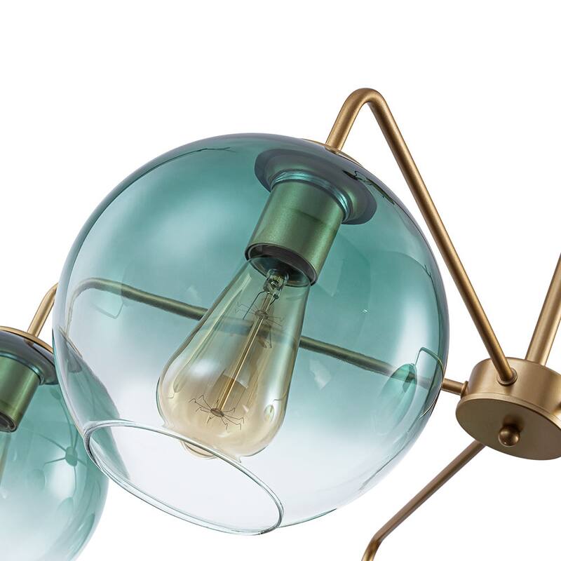 Mid-century 5-Light Glass Globe Bubble Round Chandelier - 35in Wide