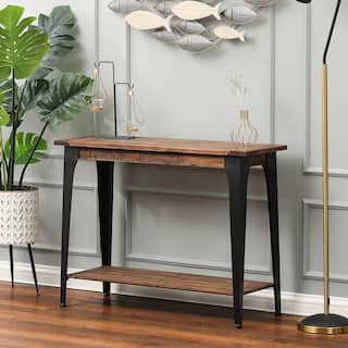 Dark Brown Wood and Black Metal 1-Shelf Console and Entry Table - 40" Wide
