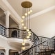 preview thumbnail 15 of 19, KAYLA Luxury 14-Light Alabaster Globe Chandelier in Vintage Copper Finish, Grand Pendant Light for Stairwells or Foyers - 138in