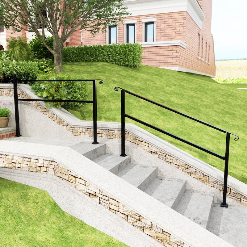 Sturdy Wrought Iron Handrail Ideal for Gardens, Porches, and Home Use - 68.5"