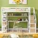preview thumbnail 1 of 8, Twin Size Loft Bed with Desk and Storage Shelves,Metal High Loft Frame White - Twin
