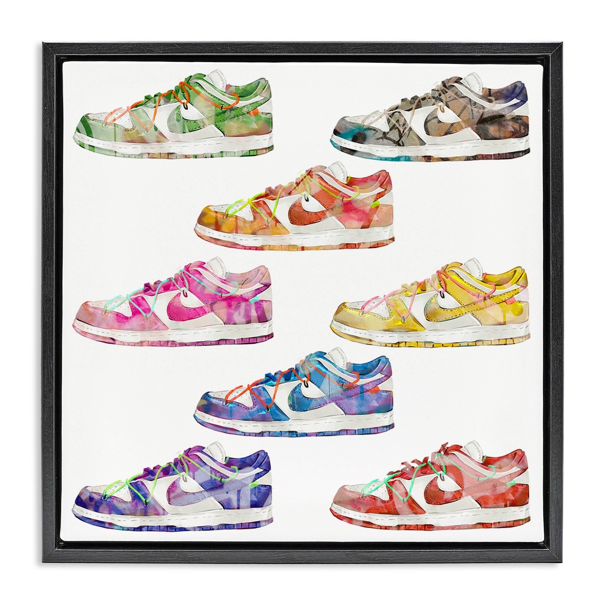 Stupell Modern Rainbow Sneakers Framed Floater Canvas Wall Art Design By Ziwei Li