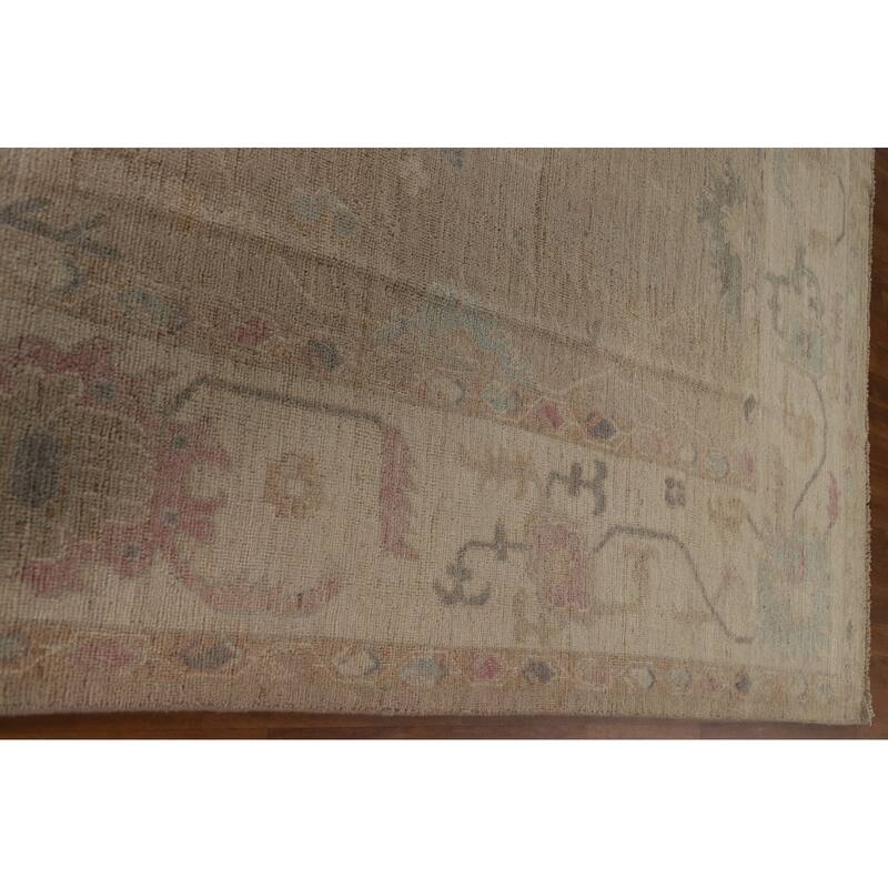 Vegetable Dye Oushak Turkish Area Rug Handmade Wool Carpet - 9'7"x 13'3"