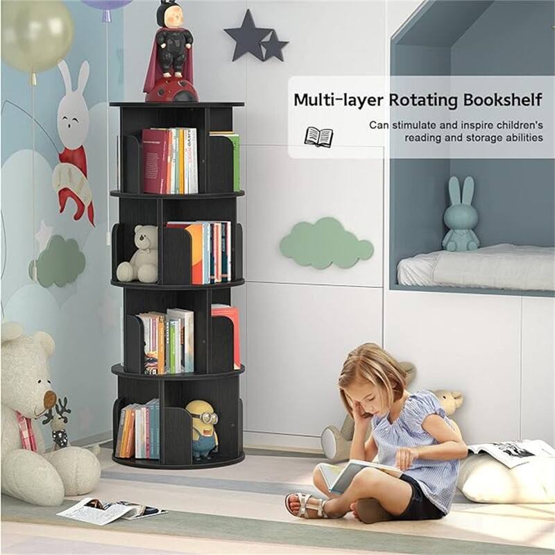 360 Display 4 Tier Floor Standing Bookcase Storage Rack - 15.7"D x 15.7"W x 51.2"H