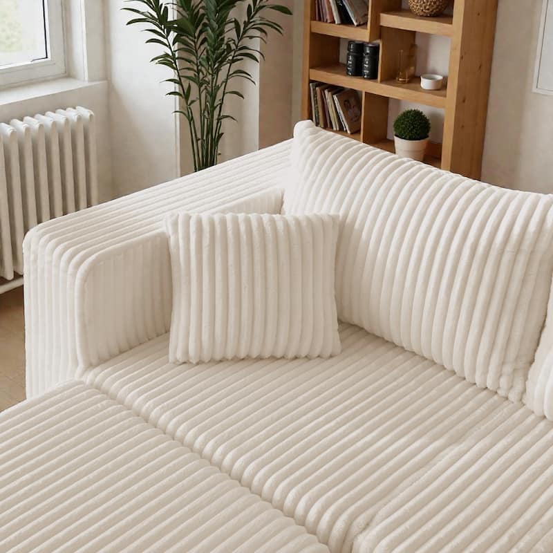 Compact Modular Sectional Sofa, Compressed Corduroy Cloud Couch, No Assembly Space Saving Sofa for Apartment