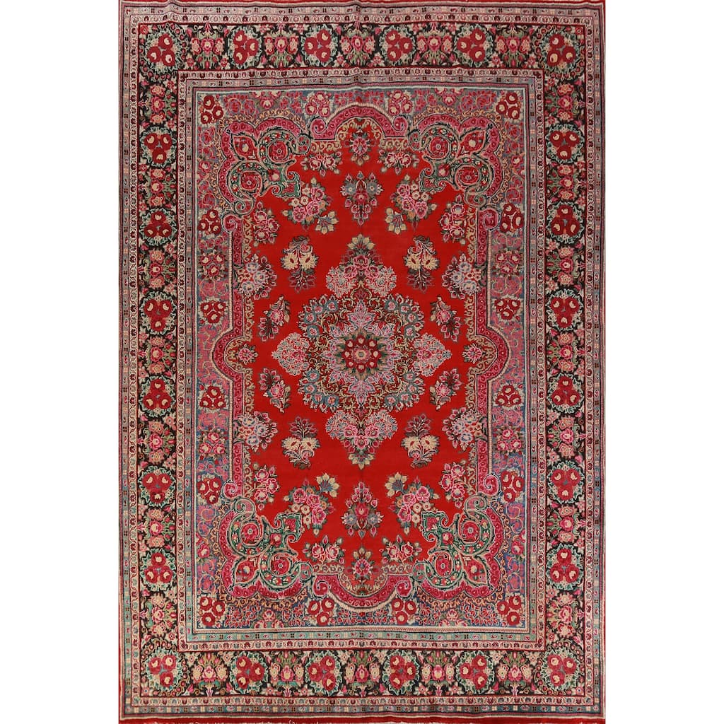 Hand Knotted Oriental 100% Wool Carpet Traditional Floral Red Mahal Area Rug - 14' 1'' X 10' 0''