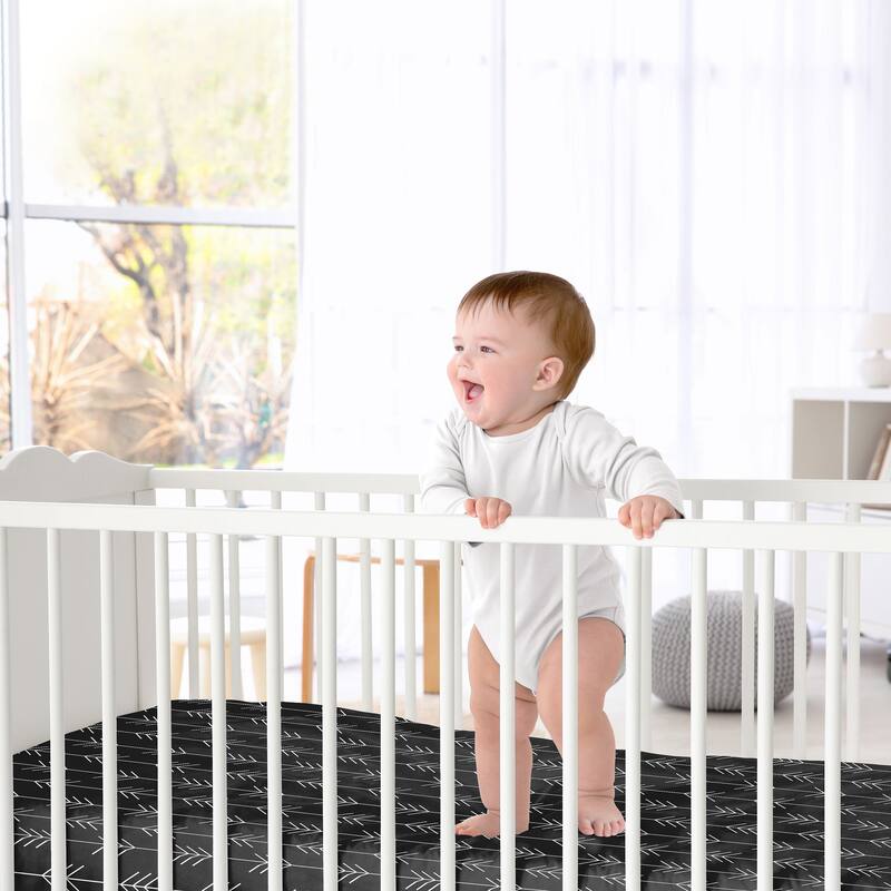 Sweet Jojo Designs Black and White Woodland Arrow Rustic Patch Collection Fitted Crib Sheet