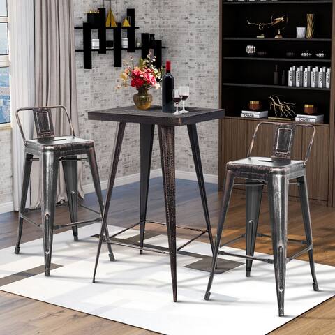 5-piece Industrial Wooden Dining Set with Metal Frame and 4 Ergonomic Chairs