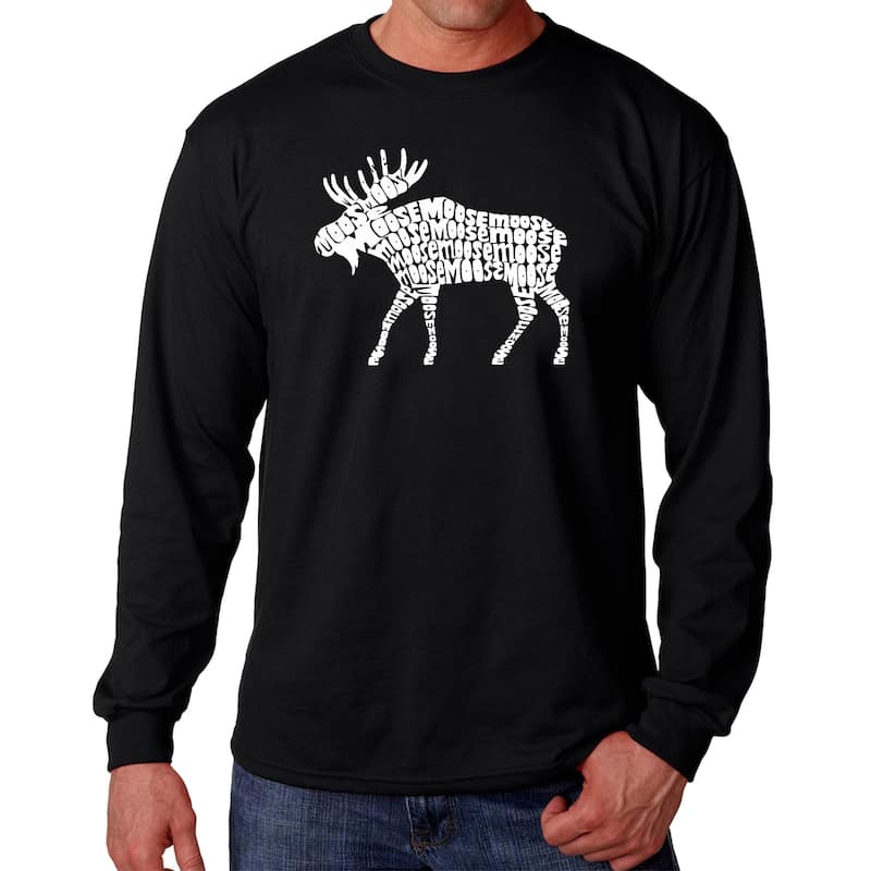 LA Pop Art Men's Word Art Long Sleeve T-shirt - Moose - S