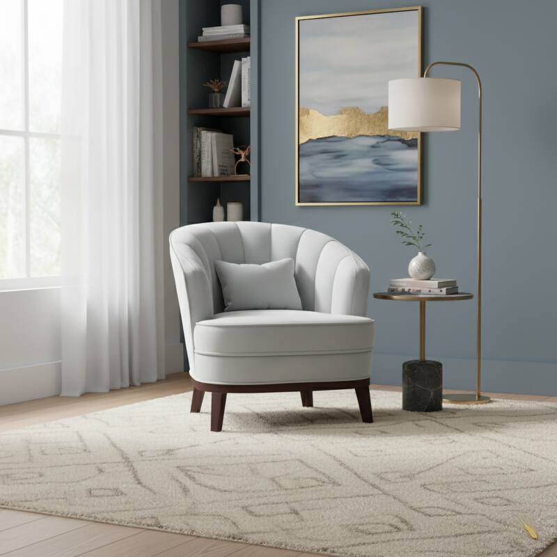 Oscar Upholstered Barrel Accent Chair - Light Grey