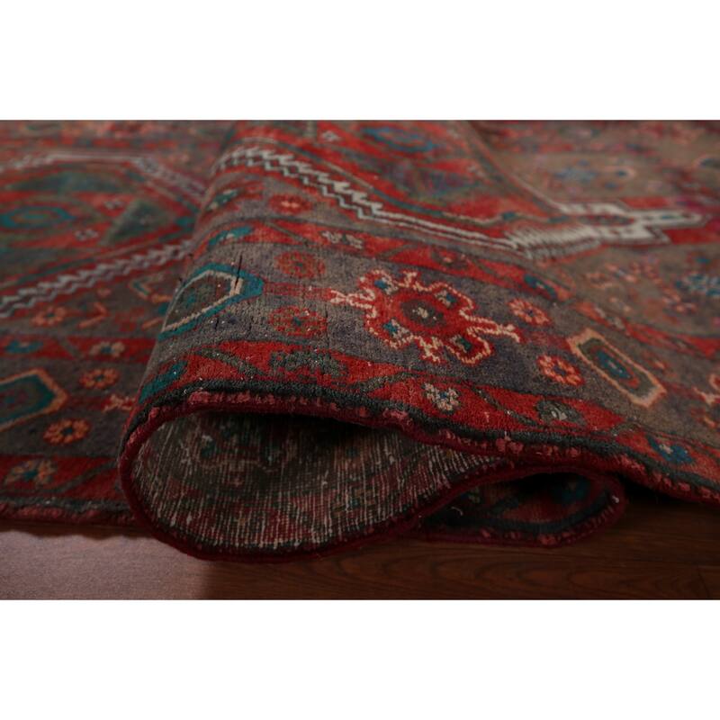 Tribal Heriz Persian Vintage Runner Rug Handmade Wool Carpet - 3'9" x 11'11"