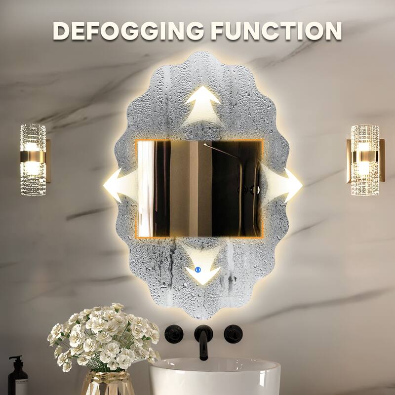 Oval Frameless Dimmable LED Light Anti-Fog Wall Bathroom Vanity Mirror