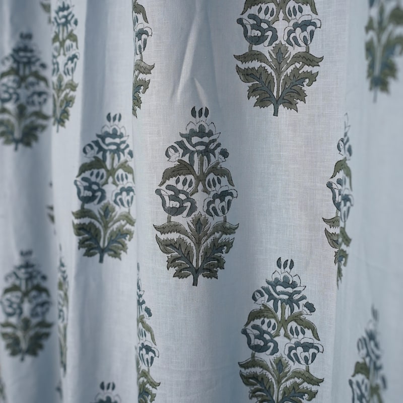 Fabdivine Block Print Curtain or Drape Decorative Home Accent Bed or Living Room