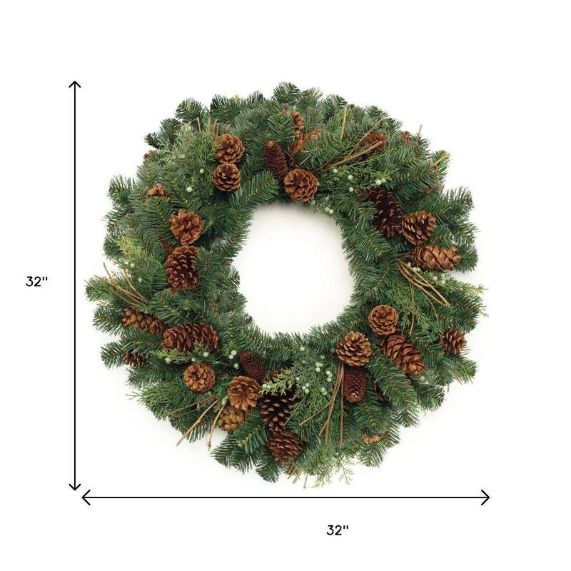 HomeRoots 32" Green And Brown Christmas Pine And Pinecone Artificial Wreath