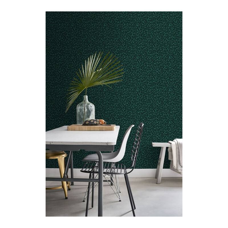 ESTA Home Cicely Green Leopard Skin Wallpaper - 20.9 x 396 x 0.025