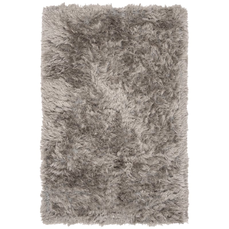 SAFAVIEH Handmade Odalis Shag Kevina Solid Rug - 3' x 5' - Silver